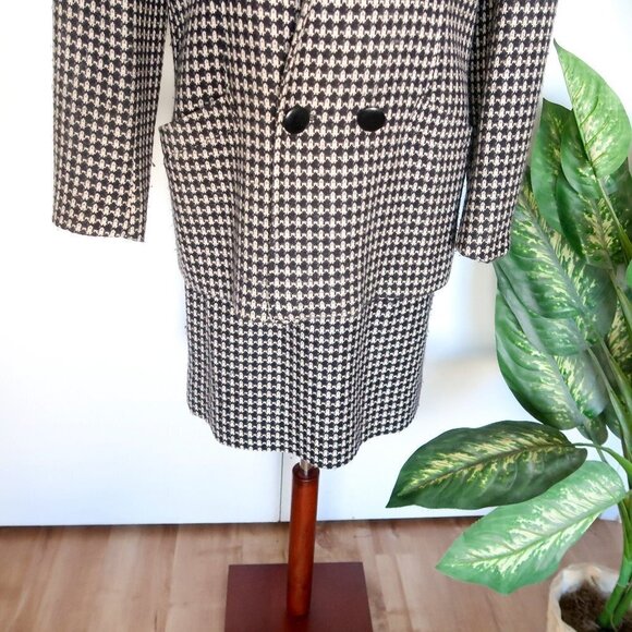 Italian Designer Genny Black White Wool Cashmere Pencil Skirt & Blazer Set - Picture 10 of 13